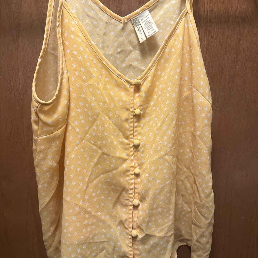 Yellow Star Print Sleeveless Top